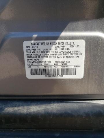 JN1AJ0HR1AM757698 - 2010 INFINITI EX35 BASE BROWN photo 10