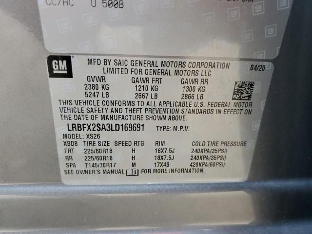 LRBFX2SA3LD169691 - 2020 BUICK ENVISION E SILVER photo 10