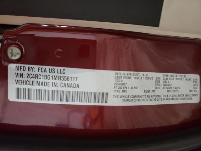 2C4RC1BG1MR556117 - 2021 CHRYSLER PACIFICA T BURGUNDY photo 10