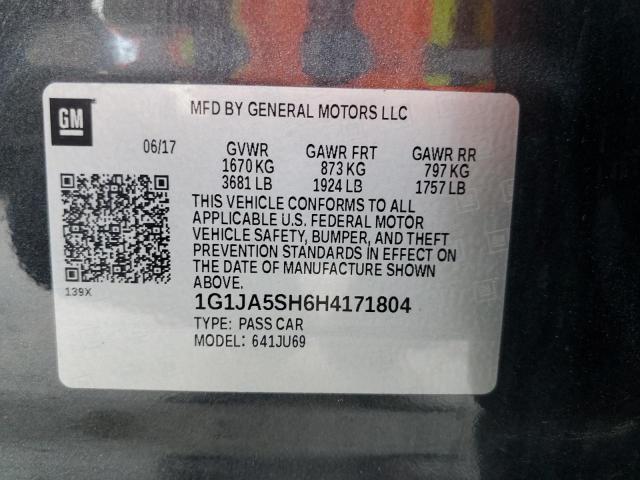 1G1JA5SH6H4171804 - 2017 CHEVROLET SONIC LS 灰色 照片 10