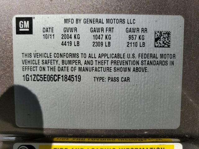 1G1ZC5E06CF184519 - 2012 CHEVROLET MALIBU 1LT  照片 10