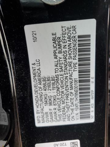 19XFL1H78NE001081 - 2022 HONDA CIVIC EXL Qara foto 10