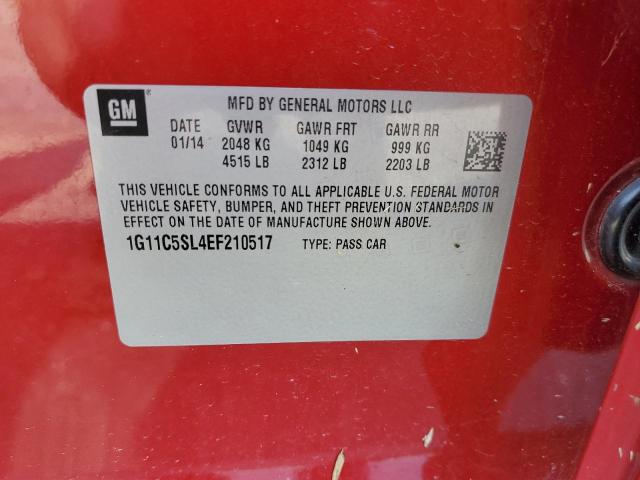 1G11C5SL4EF210517 - 2014 CHEVROLET MALIBU 1LT წითელი ფოტო 10