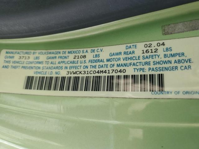 3VWCK31C04M417040 - 2004 VOLKSWAGEN NEW BEETLE 绿色 照片 10
