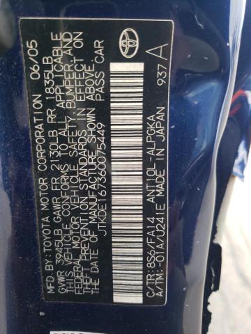 JTKDE167360075449 - 2006 TOYOTA SCION TC 蓝色 照片 10