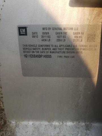 1G11C5SA6DF149555 - 2013 CHEVROLET MALIBU 1LT 银色 照片 10