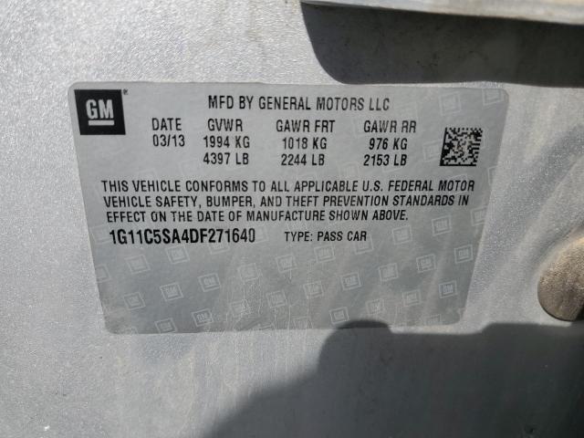 1G11C5SA4DF271640 - 2013 CHEVROLET MALIBU 1LT ვერცხლისფერი ფოტო 10