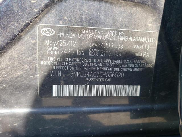 5NPEB4AC7DH536520 - 2013 HYUNDAI SONATA GLS BLUE photo 10