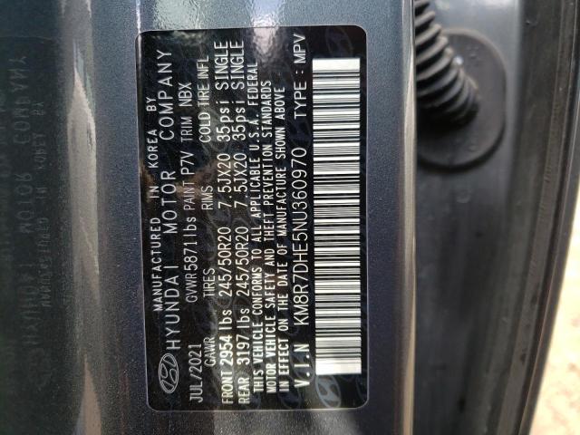 KM8R7DHE5NU360970 - 2022 HYUNDAI PALISADE C GRAY photo 10