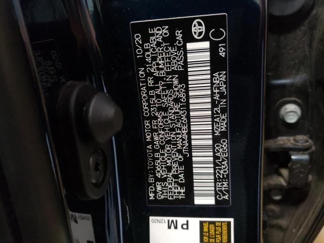 JTNA4MBE6M3116893 - 2021 TOYOTA COROLLA XS BLUE photo 10