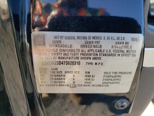 3GNDA23D47S628310 - 2007 CHEVROLET HHR BLACK photo 10