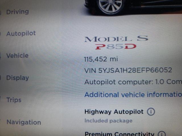 5YJSA1H28EFP66052 - 2014 TESLA MODEL S Negro foto 8