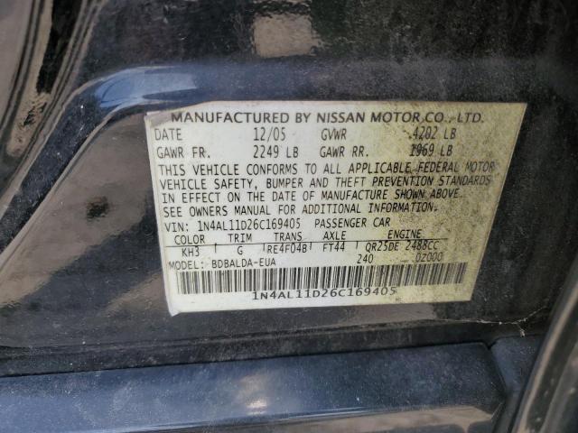 1N4AL11D26C169405 - 2006 NISSAN ALTIMA S BLACK photo 10