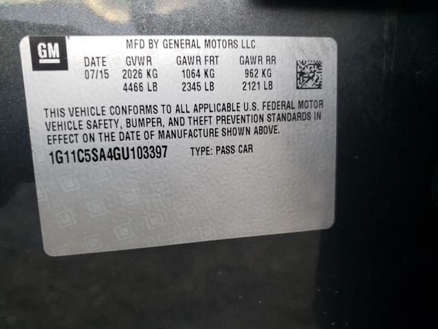 1G11C5SA4GU103397 - 2016 CHEVROLET MALIBU LIM 石墨色 照片 10