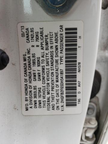 2HGFB2F65DH541897 - 2013 HONDA CIVIC HF WHITE photo 10