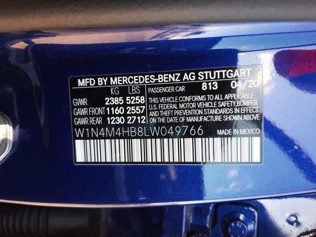 W1N4M4HB8LW049766 - 2020 MERCEDES-BENZ GLB 250 4M BLUE photo 10