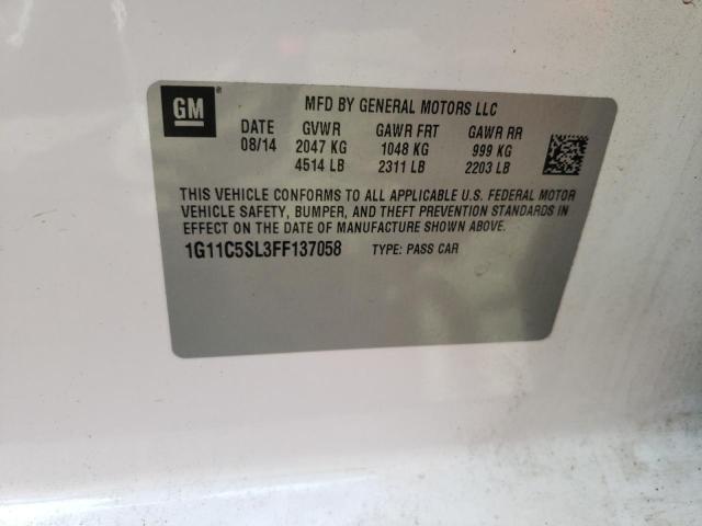 1G11C5SL3FF137058 - 2015 CHEVROLET MALIBU 1LT 白色 照片 10