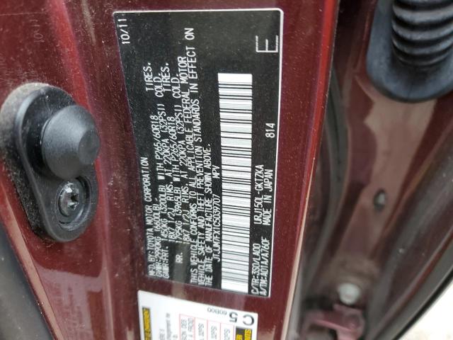 JTJJM7FX1C5039707 - 2012 LEXUS GX 460 PRE MAROON photo 10