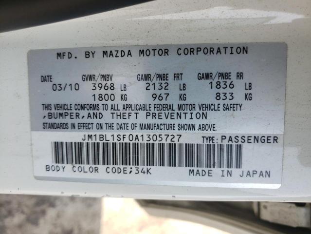 JM1BL1SF0A1305727 - 2010 MAZDA 3 I WHITE photo 10