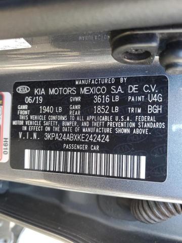 3KPA24ABXKE242424 - 2019 KIA RIO S SILVER photo 10