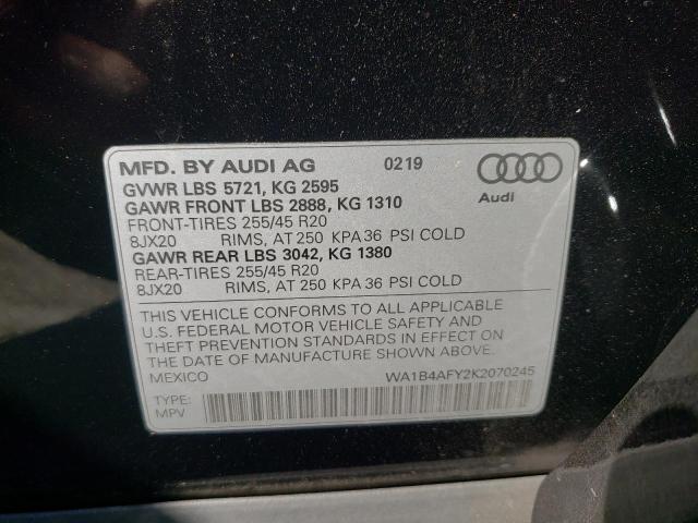 WA1B4AFY2K2070245 - 2019 AUDI SQ5 PREMIU BLACK photo 10