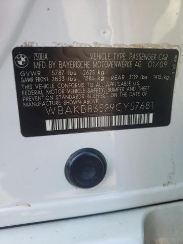 WBAKB83529CY57681 - 2009 BMW 7 SERIES Weiß Foto 10