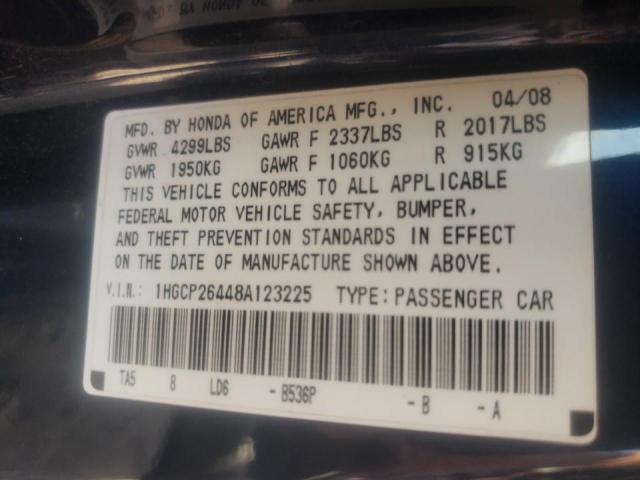 1HGCP26448A123225 - 2008 HONDA ACCORD LXP BLUE photo 10