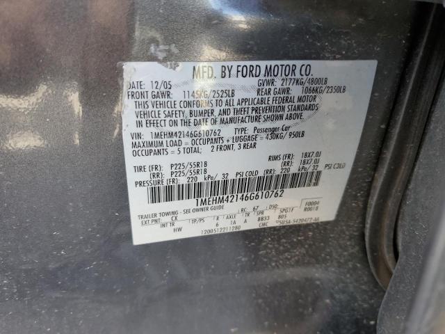 1MEHM42146G610762 - 2006 MERCURY MONTEGO PR 灰色 照片 10