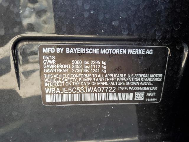 WBAJE5C53JWA97722 - 2018 BMW 540 I BLACK photo 10