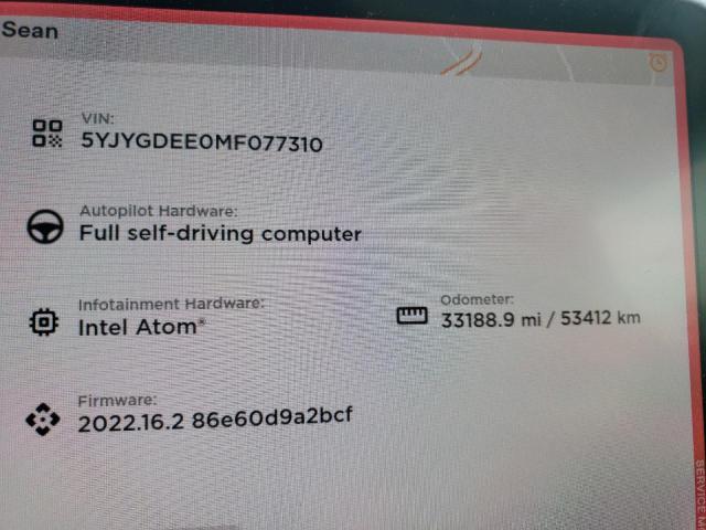 5YJYGDEE0MF077310 - 2021 TESLA MODEL Y Graphite photo 8