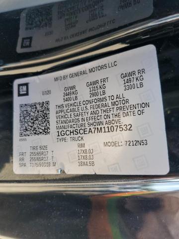 1GCHSCEA7M1107532 - 2021 CHEVROLET COLORADO L BLACK photo 10