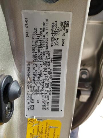 JTEHF21A810036665 - 2001 TOYOTA HIGHLANDER  photo 10