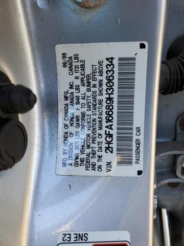 2HGFA16689H306334 - 2009 HONDA CIVIC LX-S ვერცხლისფერი ფოტო 10