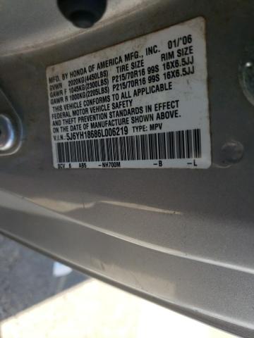 5J6YH18686L006219 - 2006 HONDA ELEMENT EX SILVER photo 10