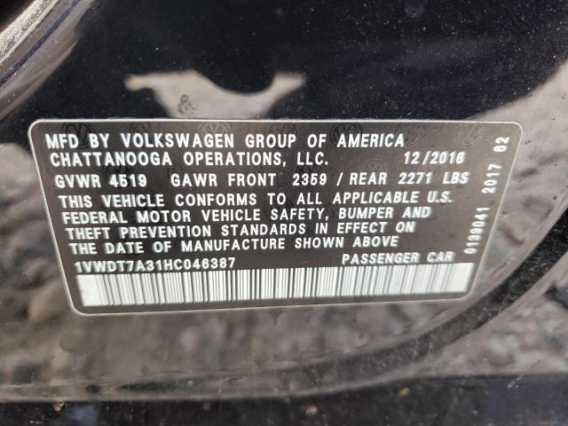 1VWDT7A31HC046387 - 2017 VOLKSWAGEN PASSAT R-L 黑色 照片 10