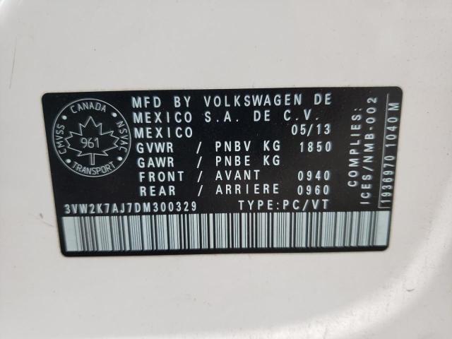 3VW2K7AJ7DM300329 - 2013 VOLKSWAGEN JETTA BASE Սպիտակ լուսանկար 10