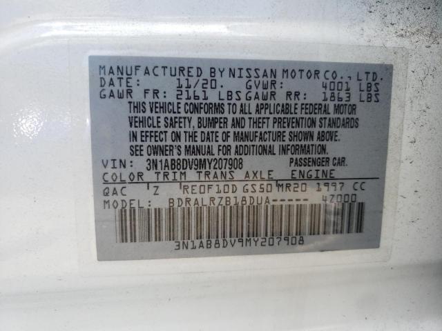 3N1AB8DV9MY207908 - 2021 NISSAN SENTRA SR WHITE photo 10