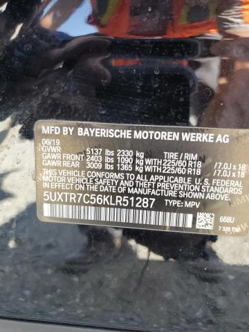 5UXTR7C56KLR51287 - 2019 BMW X3 SDRIVE3 BLACK photo 10