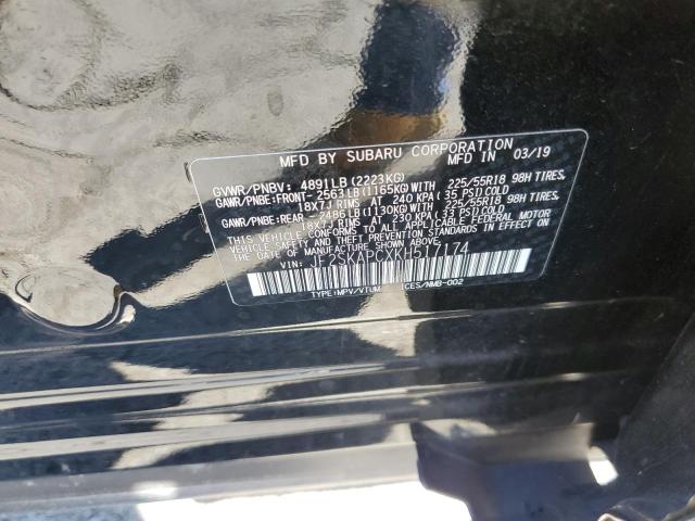 JF2SKAPCXKH517174 - 2019 SUBARU FORESTER S BLACK photo 10