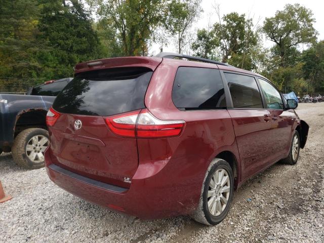 5TDJK3DC2GS146329 - 2016 TOYOTA SIENNA LE RED photo 4