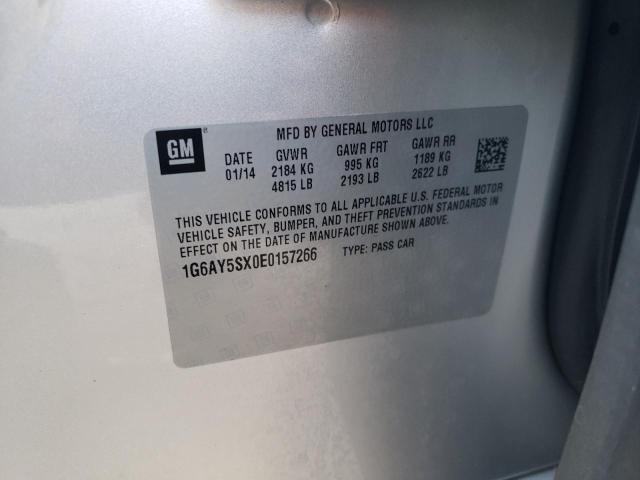 1G6AY5SX0E0157266 - 2014 CADILLAC CTS PERFOR ვერცხლისფერი ფოტო 10