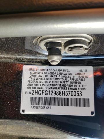 2HGFG12988H570053 - 2008 HONDA CIVIC EXL 黑色 照片 10