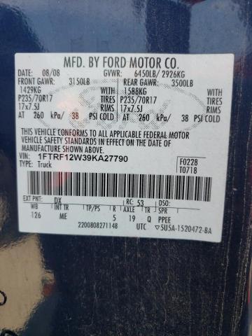 1FTRF12W39KA27790 - 2009 FORD F150 BLUE photo 10