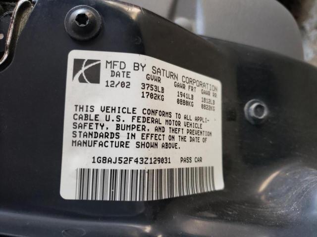 1G8AJ52F43Z****** - 2003 SATURN ION LEVEL 勃艮第红 照片 10