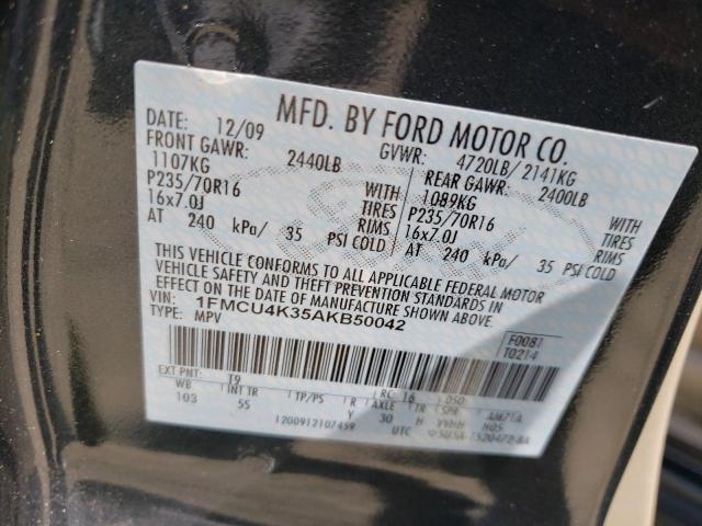 1FMCU4K35AKB50042 - 2010 FORD ESCAPE HYB GRAY photo 10