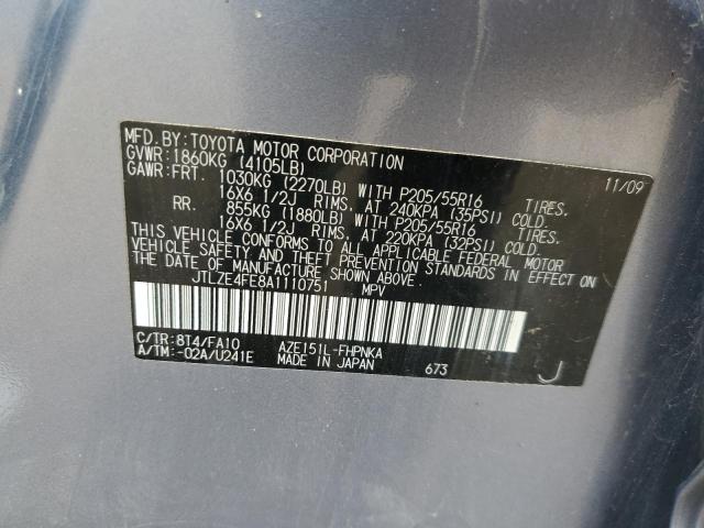 JTLZE4FE8A1110751 - 2010 TOYOTA SCION XB Blau Foto 10