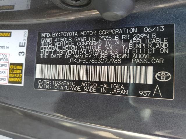 JTKJF5C76E3072988 - 2014 TOYOTA SCION TC Gri fotoğraf 10