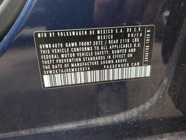 3VW2K7AJ0EM325574 - 2014 VOLKSWAGEN JETTA BASE 蓝色 照片 10