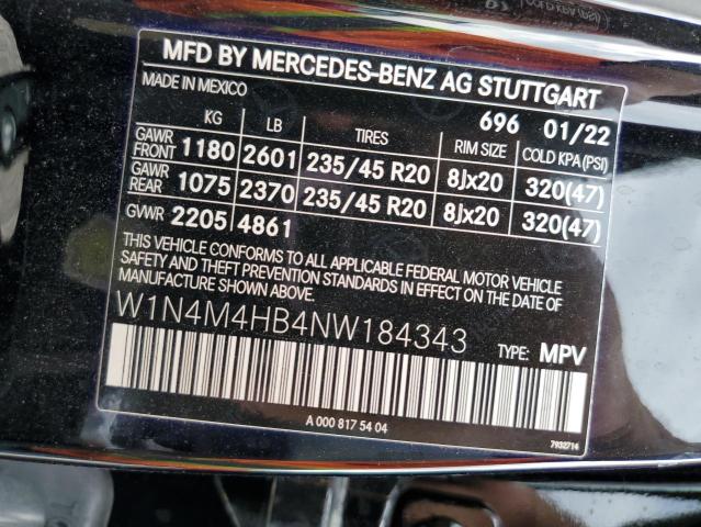 W1N4M4HB4NW184343 - 2022 MERCEDES-BENZ GLB 250 4M BLACK photo 10