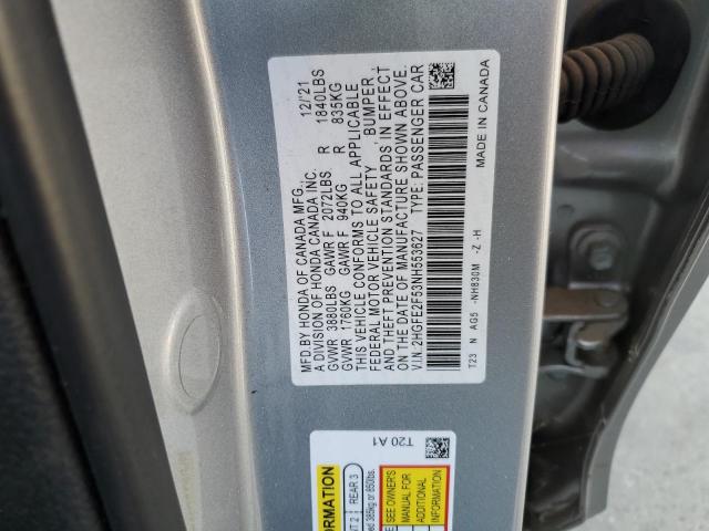 2HGFE2F53NH553627 - 2022 HONDA CIVIC SPOR SILVER photo 10